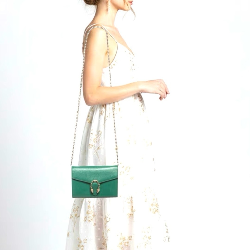 Authentic Gucci Dionysus mini bag emerald green leather silver chain strap - Picture 3 of 16